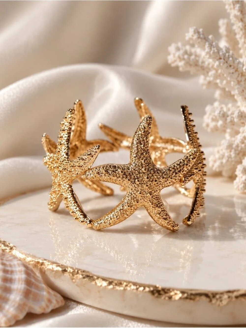 Anthropologie Gold Starfish Cuff Bracelet